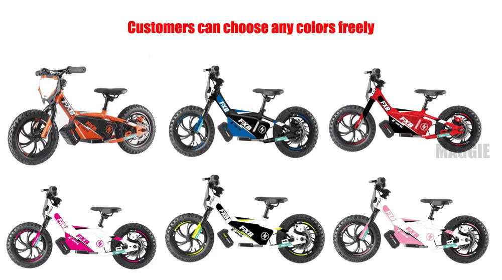 HKM-656723 Electric Balance Bike 16-Inch with 3 Speeds and 250W Motor, Aluminum Frame, Disc Brakes, and Fork Suspension