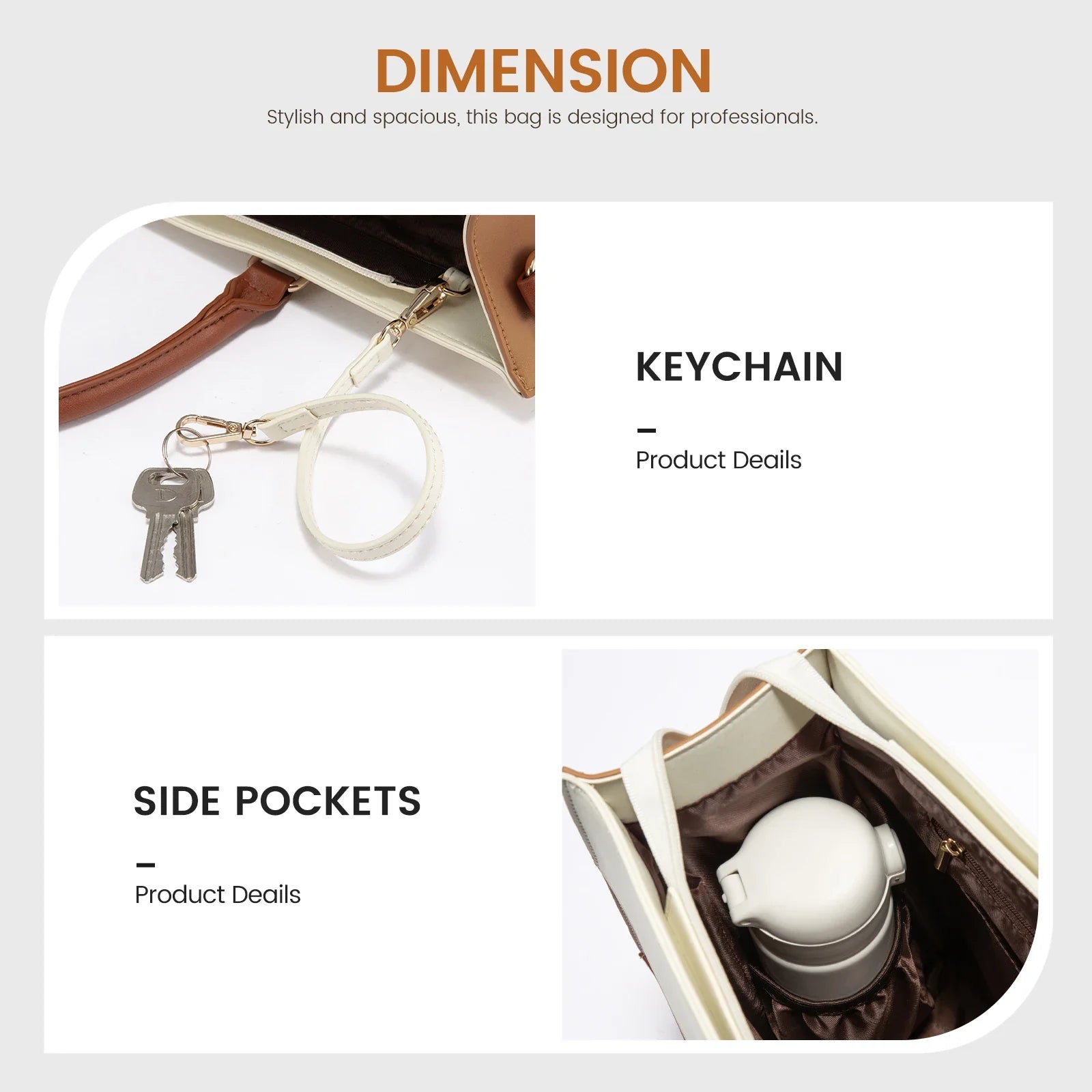 HKM-656851 Designer Laptop Tote Bag for 15.6 Inch Computers with Clutch Purse for Women