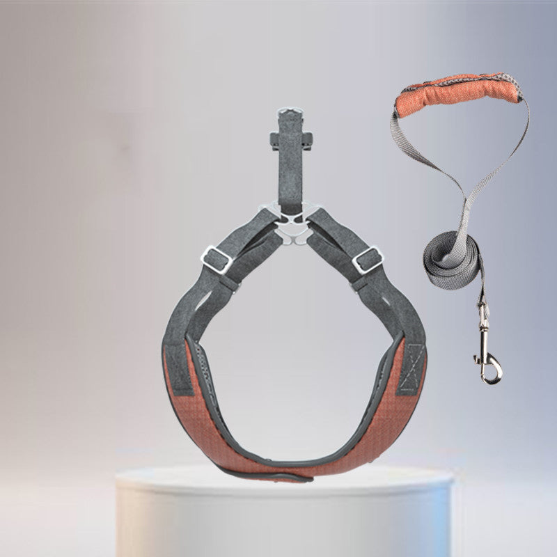HKM-6569405 Elegant Silver and Vitality Orange Nylon Pet Walking Dog Strap Vest with Traction Rope