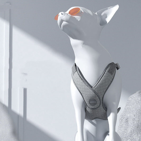 HKM-6569405 Elegant Silver and Vitality Orange Nylon Pet Walking Dog Strap Vest with Traction Rope