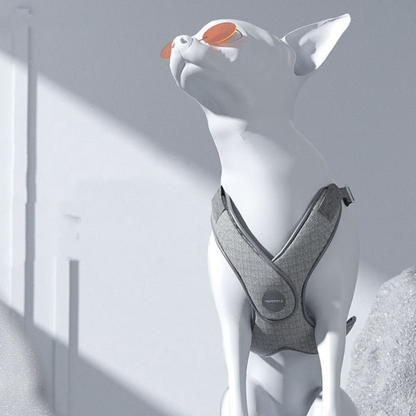HKM-6569405 Elegant Silver and Vitality Orange Nylon Pet Walking Dog Strap Vest with Traction Rope