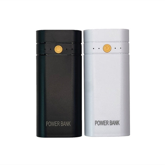 HKM-656979 Welding-Free Dual Section Power Bank Shell with LED Flashlight in Black and White