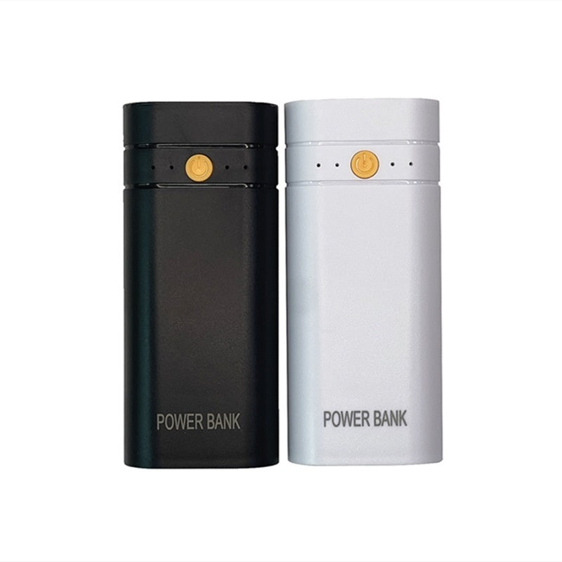 HKM-656979 Welding-Free Dual Section Power Bank Shell with LED Flashlight in Black and White