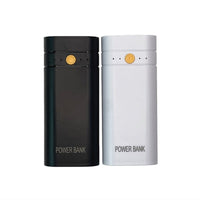 HKM-656979 Welding-Free Dual Section Power Bank Shell with LED Flashlight in Black and White