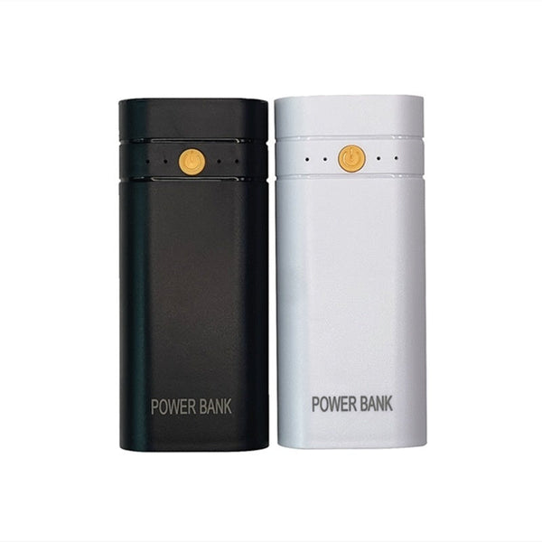 HKM-656979 Welding-Free Dual Section Power Bank Shell with LED Flashlight in Black and White
