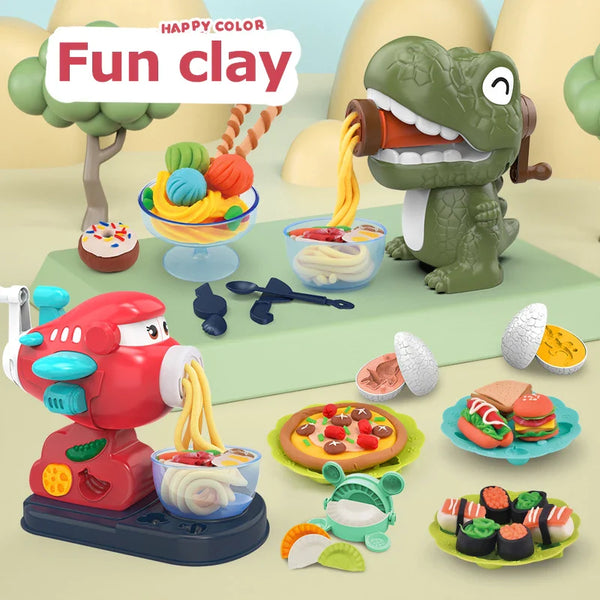 HKM-657043 DIY Clay Machine with 8 Colors of Plasticine for Pretend Play and Food Making, Suitable for Kids Aged 3 and Up