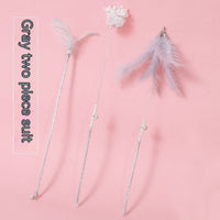 HKM-6570941 Cat Wand Play Set with Feathers and Bells - 3 Color Options Available