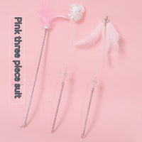 HKM-6570941 Cat Wand Play Set with Feathers and Bells - 3 Color Options Available