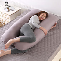 HKM-657235 U-Shape Maternity Support Pillow for Pregnant Women, Side Sleepers, Soft Cotton and Crystal Velvet Filling, 70x130cm