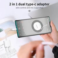 HKM-657363 2 in 1 Type C Dual Jack Headphone and Charger Adapter for iPhone 15 and Type C Devices