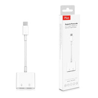 HKM-657363 2 in 1 Type C Dual Jack Headphone and Charger Adapter for iPhone 15 and Type C Devices