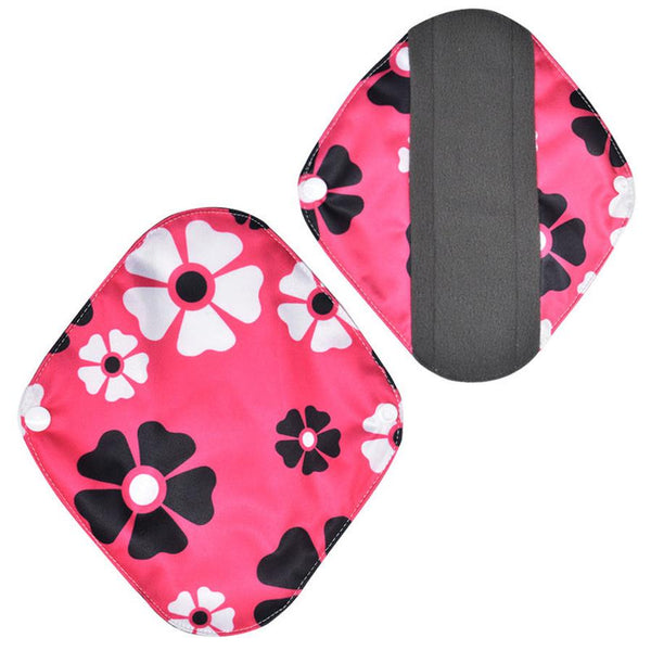 HKM-657363 Bamboo Charcoal Washable Sanitary Napkin - 6x20CM with Waterproof Fabric and Soft Inner Layer