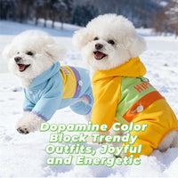 HKM-6574653 Winter Color-Block Fleece Jumpsuit for Small and Medium Dogs with Hood