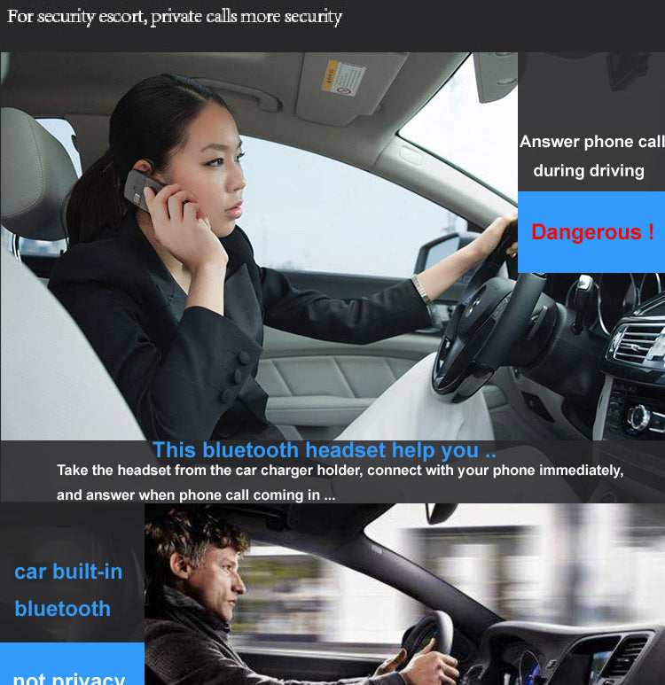 HKM-657491 Wireless Bluetooth Headset with Dual USB Charging Compartment for Cars