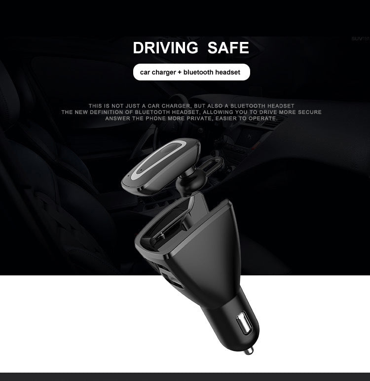 HKM-657491 Wireless Bluetooth Headset with Dual USB Charging Compartment for Cars