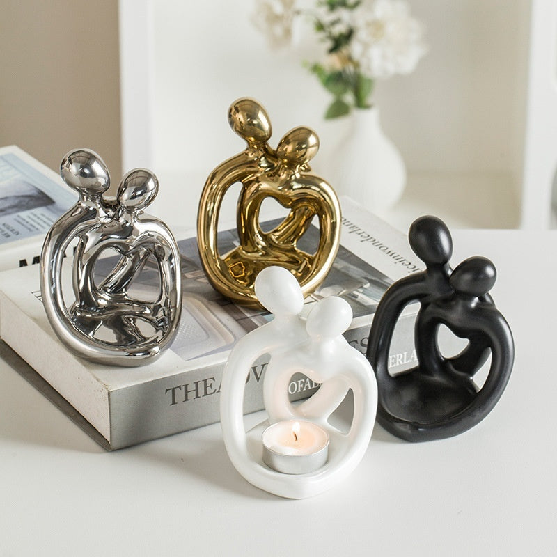 HKM-657555 Modern Nordic Handmade Ceramic Couples Candlestick Set in Various Colors