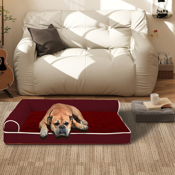 HKM-6575933 Thickened Memory Sponge Right Angle Pet Sofa for Cats and Dogs - Soft Deerskin Velvet in Multiple Colors and Sizes