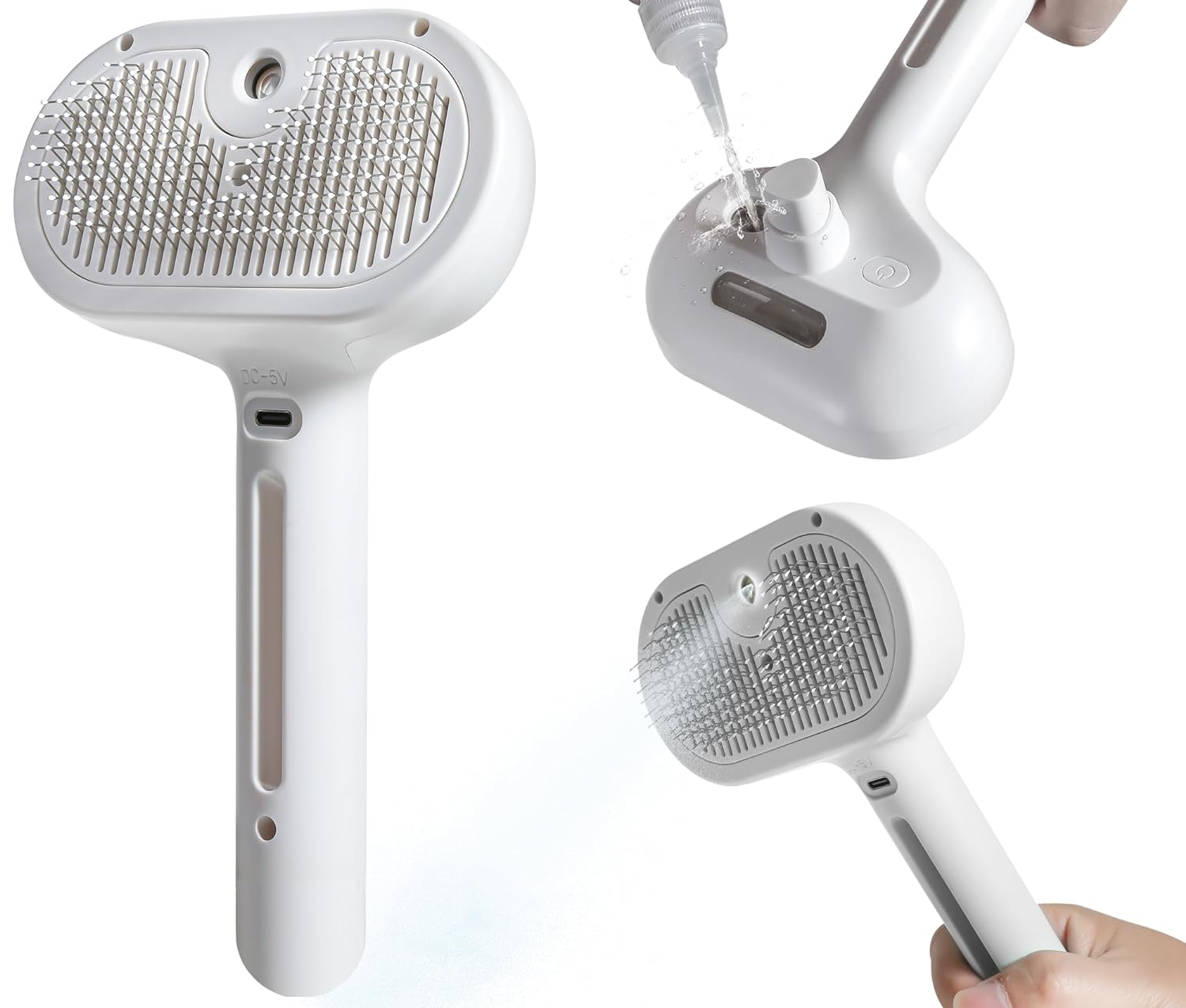 HKM-6577341 Spray Cat Brush with Water Tank for Effective Shedding and Pet Hair Removal