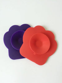 HKM-6577725 Silicone Dog Slow Feeding Bath Mat - 13x13 Inches, Red and Violet