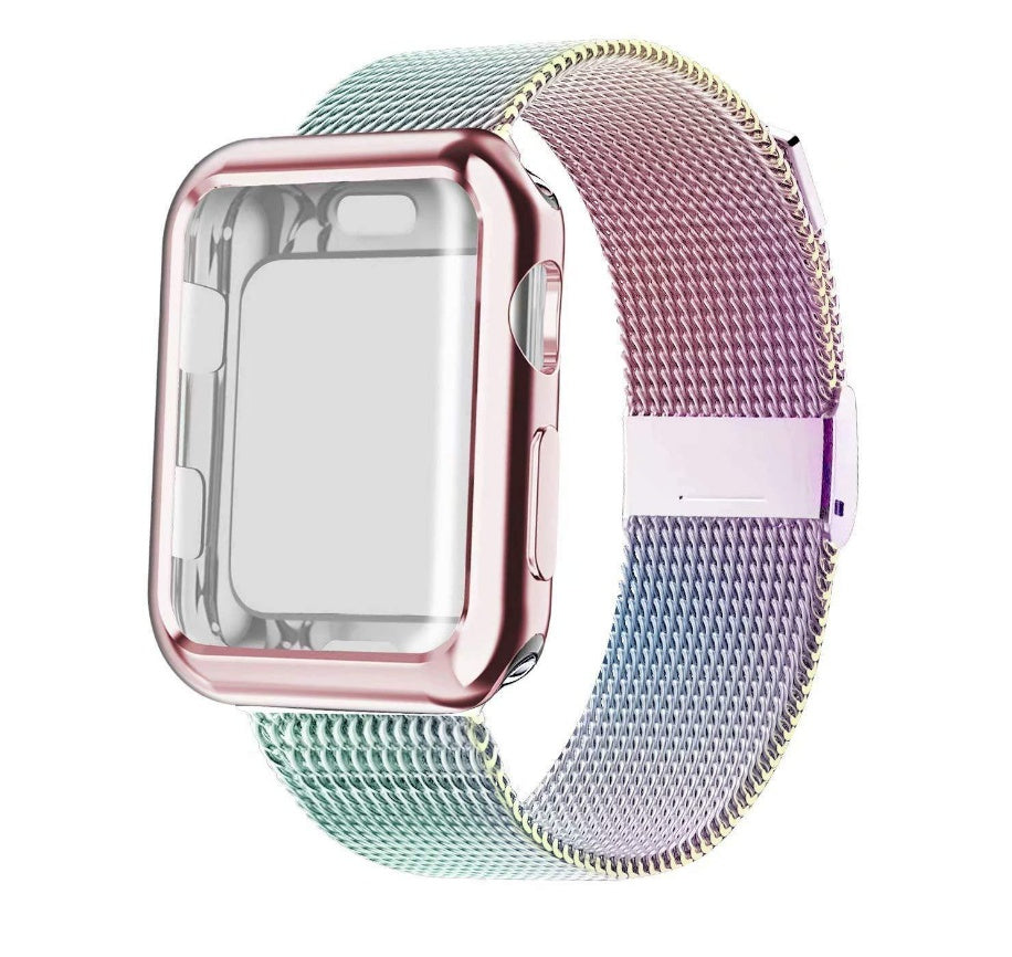 HKM-657811 Electroplated Case with Milan Magnetic Buckle Strap - Compatible with 38/40MM & 42/44MM Watch Sizes