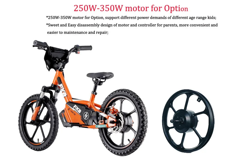 HKM-657875 Children's 16" Electric Balance Bike with 350W Motor and 36V Lithium Battery for Ages 5-12