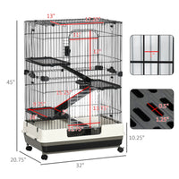 HKM-6579517 4-Level Small Animal Cage with Lockable Wheels for Rabbits, Chinchillas, and Other Small Pets
