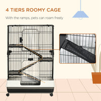 HKM-6579517 4-Level Small Animal Cage with Lockable Wheels for Rabbits, Chinchillas, and Other Small Pets