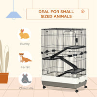 HKM-6579517 4-Level Small Animal Cage with Lockable Wheels for Rabbits, Chinchillas, and Other Small Pets