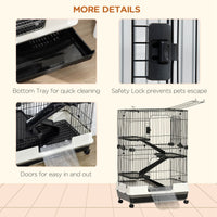 HKM-6579517 4-Level Small Animal Cage with Lockable Wheels for Rabbits, Chinchillas, and Other Small Pets