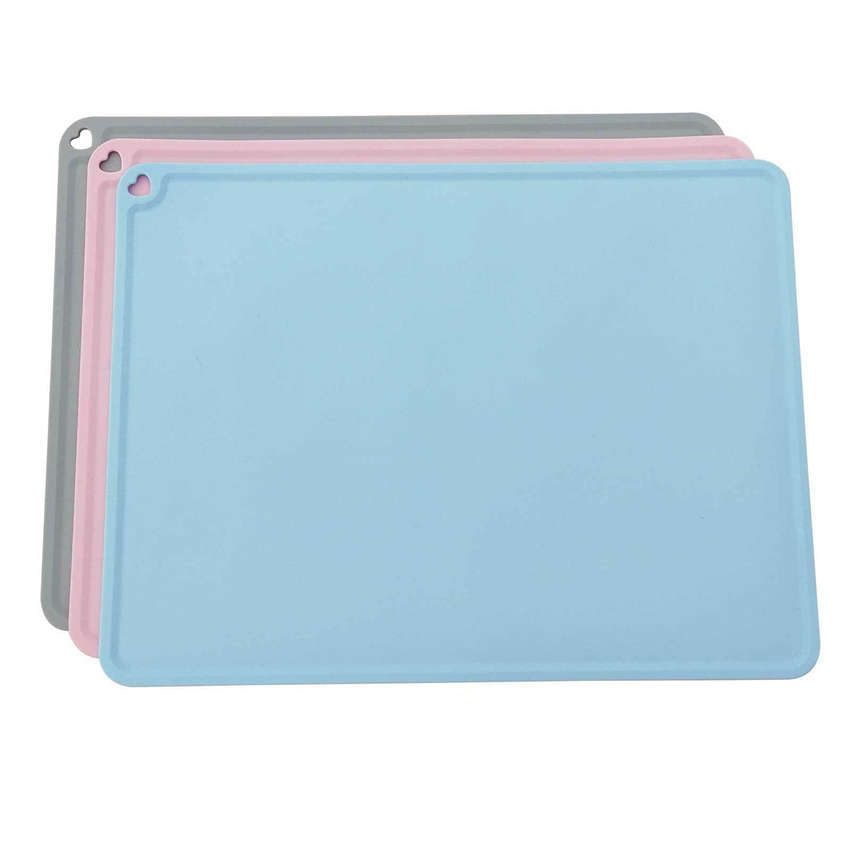 HKM-658003 Heart-Shaped Food Grade Silicone Meal Mat for Kids - Modern Design in Blue, Pink, Gray, Black