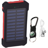 HKM-658003 Ultra-Thin Waterproof Solar Power Bank with LED Flashlight and Multi-USB Ports - 10000mAh Capacity