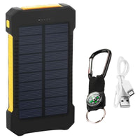 HKM-658003 Ultra-Thin Waterproof Solar Power Bank with LED Flashlight and Multi-USB Ports - 10000mAh Capacity