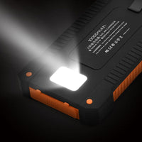 HKM-658003 Ultra-Thin Waterproof Solar Power Bank with LED Flashlight and Multi-USB Ports - 10000mAh Capacity