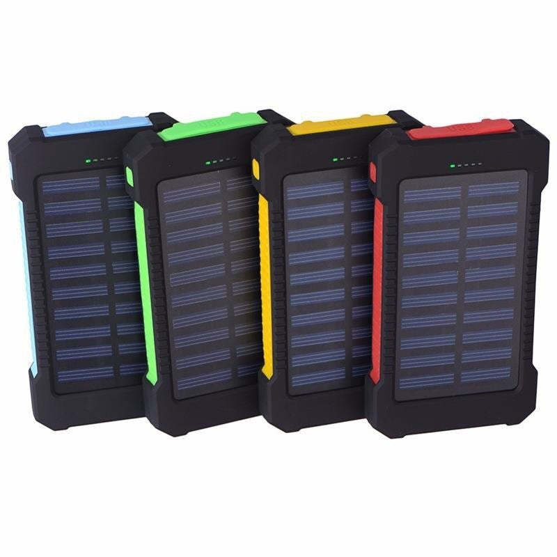 HKM-658003 Ultra-Thin Waterproof Solar Power Bank with LED Flashlight and Multi-USB Ports - 10000mAh Capacity
