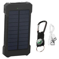 HKM-658003 Ultra-Thin Waterproof Solar Power Bank with LED Flashlight and Multi-USB Ports - 10000mAh Capacity