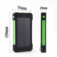 HKM-658003 Ultra-Thin Waterproof Solar Power Bank with LED Flashlight and Multi-USB Ports - 10000mAh Capacity
