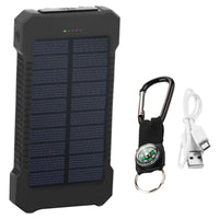 HKM-658003 Ultra-Thin Waterproof Solar Power Bank with LED Flashlight and Multi-USB Ports - 10000mAh Capacity