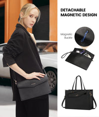 HKM-658003 Waterproof Leather Laptop Tote Bag for 15.6-Inch Devices - Professional Briefcase for Work and Travel