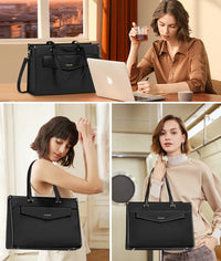 HKM-658003 Waterproof Leather Laptop Tote Bag for 15.6-Inch Devices - Professional Briefcase for Work and Travel