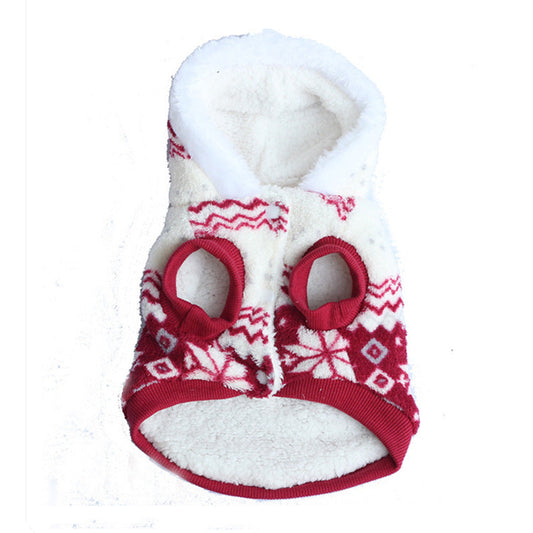 HKM-6580285 Two-Tone Snowflake Dog Coat - Casual Cotton Design, Sizes 8-16