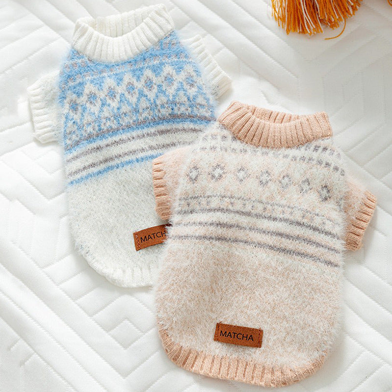 HKM-6580413 Warm and Stylish Diamond-shaped Sweater for Small and Medium Dogs in Soft Material