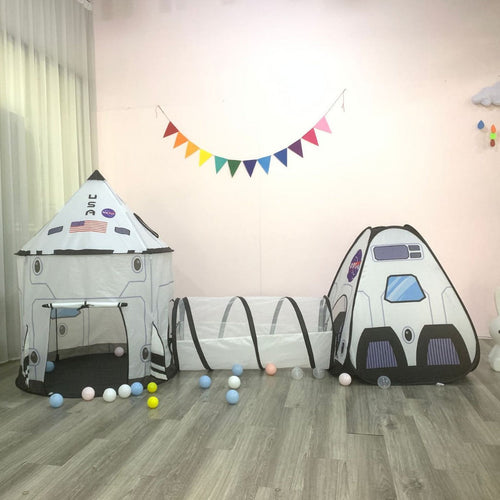 HKM-6580669 Foldable Indoor Children's Tent with Tunnel and Triangle – Fabric Playhouse for Emotional and Sensory Development