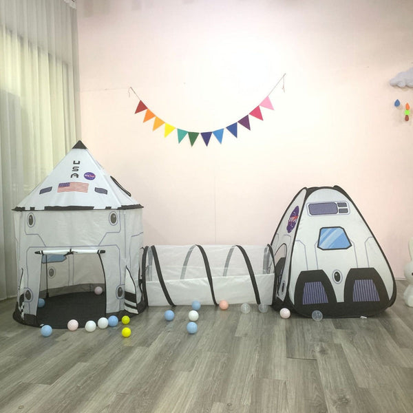HKM-6580669 Foldable Indoor Children's Tent with Tunnel and Triangle – Fabric Playhouse for Emotional and Sensory Development