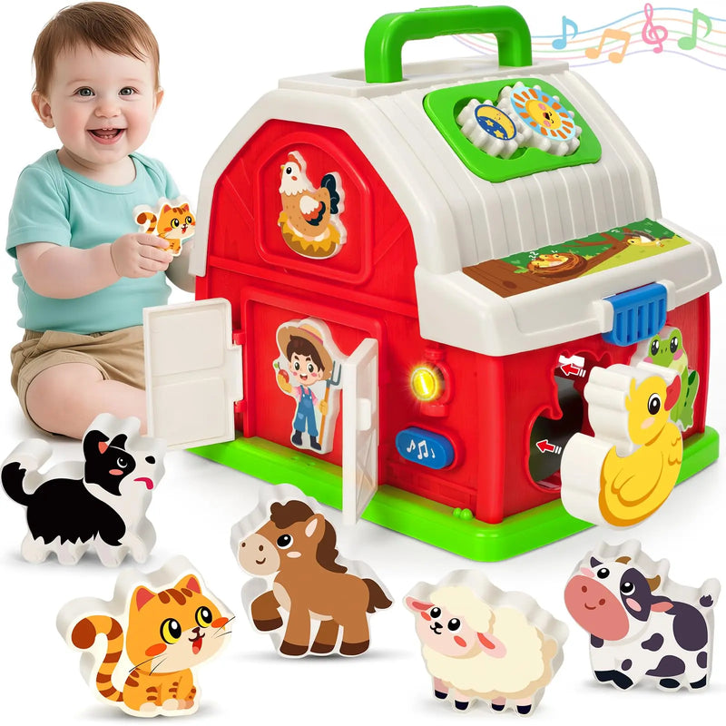 HKM-658131 Musical Barn Farm Animal Set for Infants - Interactive Elephants and Planes Player Doll