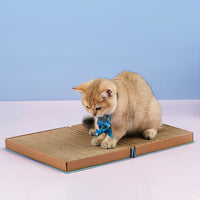 HKM-6581821 Corrugated Paper Cat Scratch Board Nest with Claw Grinder - Sci-Fi Blue & Dream Purple, 30x23.5x5 cm