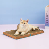 HKM-6581821 Corrugated Paper Cat Scratch Board Nest with Claw Grinder - Sci-Fi Blue & Dream Purple, 30x23.5x5 cm