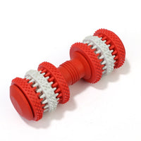 HKM-6582461 Durable Rubber Molar Dumbbell Toy for Dogs in Red, Dark Blue, Orange, and Blue