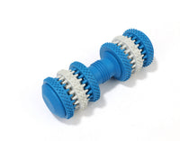 HKM-6582461 Durable Rubber Molar Dumbbell Toy for Dogs in Red, Dark Blue, Orange, and Blue