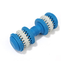 HKM-6582461 Durable Rubber Molar Dumbbell Toy for Dogs in Red, Dark Blue, Orange, and Blue