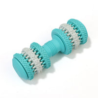 HKM-6582461 Durable Rubber Molar Dumbbell Toy for Dogs in Red, Dark Blue, Orange, and Blue